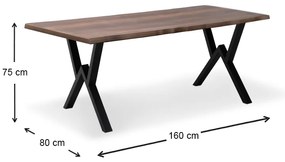 Τραπέζι Walter Megapap Mdf - μεταλλικό χρώμα καρυδί 160x80x75εκ.