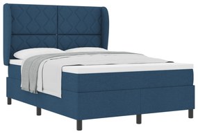 vidaXL Κρεβάτι με Στρώμα Box Spring - Μπλε, 140x190 εκ., Ύφασμα