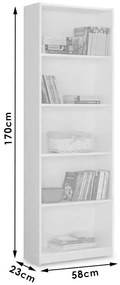 Βιβλιοθήκη Max pakoworld σε λευκό χρώμα 58x23x170εκ