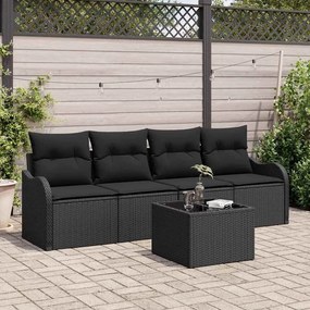 vidaXL Σετ Καναπέ Κήπου 5 pcs Μαύρο Πολυ ράταν