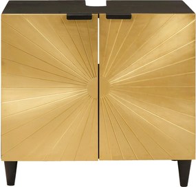 vidaXL Ντουλάπι νιπτήρα με ράφι Μαύρο και Χρυσό 62 x 33 x 58 εκ.