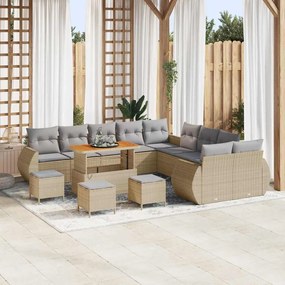 vidaXL Σετ Καναπέ Κήπου 14 pcs Μπεζ συνθετικό ρατάν