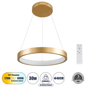 NEMESIS 61157 Κρεμαστό Φωτιστικό Δαχτυλίδι-Κύκλος LED CCT 30W 3513lm 360° AC 220-240V -
