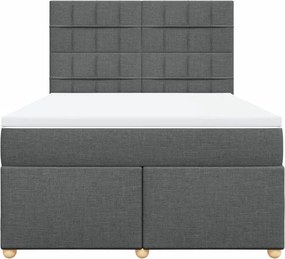 vidaXL Κρεβάτι Boxspring με Στρώμα Σκούρο Γκρι 140x200 εκ Υφασμάτινο
