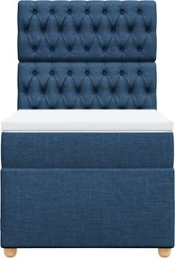 vidaXL Κρεβάτι Boxspring με Στρώμα Μπλε 90x190 εκ.Υφασμάτινο