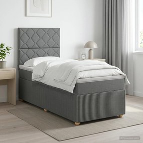 vidaXL Κρεβάτι box spring με στρώμα Σκούρο Γκρι 100 x 200 cm Ύφασμα