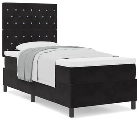 vidaXL Κρεβάτι Box Spring  με στρώμα Μαύρο 100x200 εκ. Βελούδο