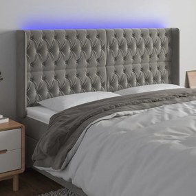 Κεφαλάρι Κρεβατιού LED Ανοιχτό Γκρι 203x16x118/128εκ. Βελούδινο 3124450