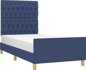 vidaXL Σκελετός Κρεβατιού Χωρίς Στρώμα Μπλε 90x200 εκ. Υφασμάτινο
