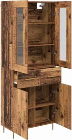 vidaXL Highboard με συρτάρι 2 pcs Παλιό ξύλο Επεξεργασμένο ξύλο