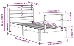 Σκελετός Κρεβατιού Χωρίς Στρώμα Λευκό 100x200 εκ. Μασίφ Πεύκο - Λευκό