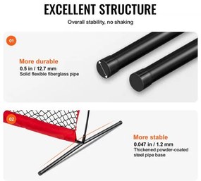 VEVOR L Screen Baseball for Batting Cage, 7x7 ft Baseball &amp; Softball Safety Screen, Body Protector Portable Batting Screen with Carry Bag &amp; Ground Stakes, Baseball Pitching Net for Pitchers Protection
