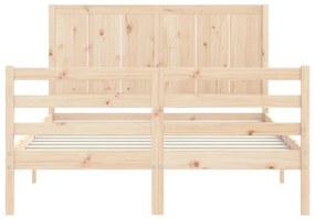 vidaXL Πλαίσιο Κρεβατιού με Κεφαλάρι 120x200 εκ. από Μασίφ Ξύλο