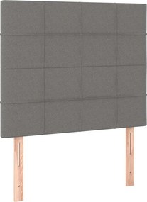 vidaXL Κρεβάτι Boxspring με Στρώμα &amp; LED Σκ.Γκρι 80x200 εκ. Υφασμάτινο