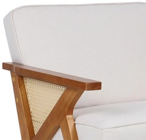 Πολυθρόνα Claudia ύφασμα μπεζ-pe rattan-rubberwood φυσικό 76x74.5x72 εκ.