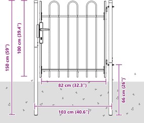 vidaXL Πύλη Φράχτη BOXTEL 103 x 150 cm Γκρι Κλειδώσιμο