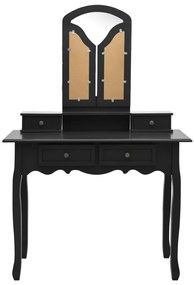 vidaXL Μπουντουάρ με Σκαμπό Μαύρο 100 x 40 x 146 εκ. Ξύλο Παυλώνιας