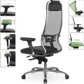 Καρέκλα γραφείου Samurai L1-2D Megapap εργονομική με ύφασμα TS Mesh και τεχνόδερμα χρώμα μαύρο 69x70x122/130εκ.