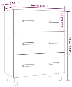 Ντουλάπι Sonoma Δρυς 70 x 34 x 90 εκ. από Επεξεργασμένο Ξύλο - Καφέ