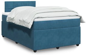 vidaXL Κρεβάτι Boxspring με Στρώμα Μπλε 120x190 εκ. Βελούδινο