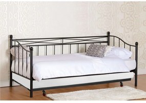 WOODWELL Ε8043,1SMARIN Set: Daybed με Στρώμα 90x190 + Βοηθητικό Κρεβάτι με Στρώμα 85x185 Μέταλλο Μαύρο Beds: 198x97x93 _ 185x85x36cm Ε8043,1S