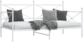 vidaXL Κρεβάτι ημέρας χωρίς στρώμα Λευκό 100x200 cm Ατσάλι