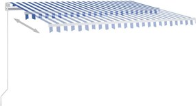 vidaXL Τέντα Συρόμενη Χειροκίνητη Μπλε / Λευκό 400 x 350 εκ.