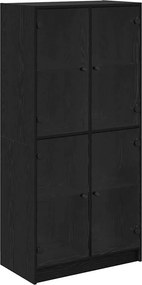 vidaXL Highboard Μαύρη Οξυά 68 x 37 x 142 εκ Επεξεργασμένο ξύλο