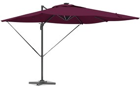 vidaXL Cantilever Roma Παράσολα με LED σε Bordeaux Red, 286 x 285 x 270 εκ. από αλουμίνιο.