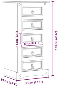 vidaXL Κομοδίνο Corona 53x39x103 εκ. από Μασίφ Ξύλο Πεύκου