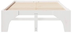 vidaXL Κρεβάτι δαπέδου Λευκό 120 x 200 cm Μασίφ ξύλο πεύκου