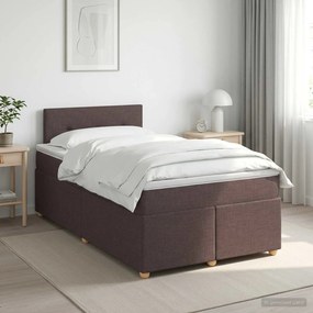 VidaXL Κρεβάτι box spring με στρώμα Σκούρο Καφέ 120 x 190 cm Ύφασμα