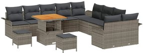 vidaXL Σετ Καναπέ Κήπου 13 pcs Γκρι συνθετικό ρατάν