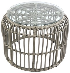 Τραπεζάκι Κήπου ArteLibre ALBIUS Γκρι Rattan/Μέταλλο/Γυαλί Φ50x35cm