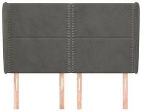 vidaXL Κεφαλάρι με Πτερύγια Σκούρο Γκρι 147x23x118/128 εκ. Βελούδινο