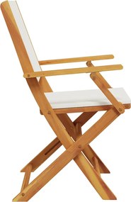 vidaXL Καρέκλες Κήπου 2τεμ. Κρεμ Λευκό Μασίφ Ακακία &amp; Ύφασμα