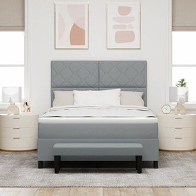 vidaXL Κρεβάτι με Στρώμα & Πάγκο Λαμπερό Γκρι 140x190 cm Ύφασμα