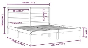 Πλαίσιο Κρεβατιού Λευκό 180 x 200 εκ. Μασίφ Ξύλο Super King - Λευκό