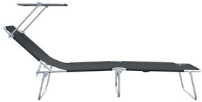 vidaXL Ξαπλώστρα 2-πρόσωπο 2 pcs Μαύρο 58 x 188 x 77 εκ. ύφασμα
