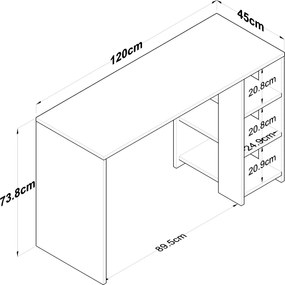 Γραφείο Καρυδιά / Ανθρακί HA108 120x45x73,8