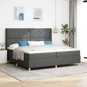 vidaXL κρεβάτι Box Spring με στρώμα και LED  γκρι σκούρο 200x200 εκ ύφασμα