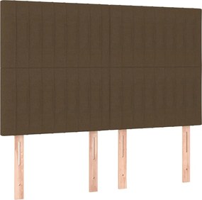 vidaXL Κρεβάτι Boxspring με Στρώμα Σκούρο Καφέ 140x190 εκ. Υφασμάτινο