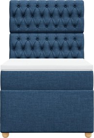 vidaXL Κρεβάτι Boxspring με Στρώμα Μπλε 80x200 εκ. Υφασμάτινο