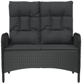 vidaXL Πάγκος Κήπου Ανακλινόμενος Μαύρος 107 εκ. Συνθ. Ρατάν&amp;Μαξιλάρια