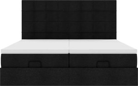 vidaXL Οθωμανικό Κρεβάτι με Στρώματα Μαύρο 200x200cm Ύφασμα
