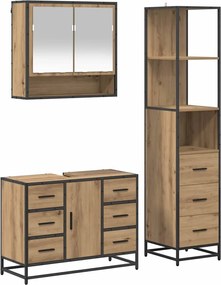vidaXL Σετ Επίπλων Μπάνιου 3 pcs Artisan Oak Επεξεργασμένο ξύλο