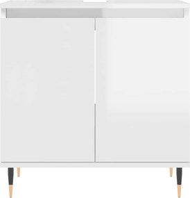 vidaXL Ντουλάπι Μπάνιου Γυαλ. Λευκό 58 x 33 x 60 εκ. από Επεξεργ. Ξύλο