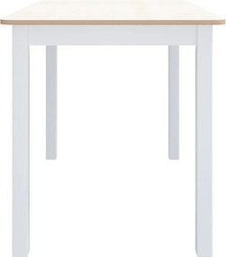 vidaXL Τραπεζαρία Λευκή/Καφέ 114x71x75 εκ Μασίφ Ξύλο Καουτσουκόδεντρου