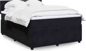 vidaXL Κρεβάτι Boxspring με Στρώμα Μαύρο 140x190 εκ. Βελούδινο