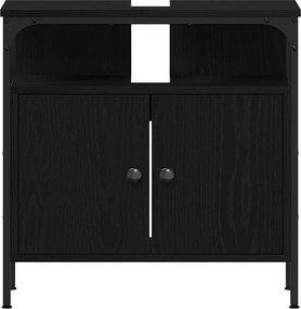 vidaXL Ντουλάπι Νιπτήρα Μπάνιου Μαύρο Δρυς 60x30x60 εκ. από Τεχνητό Ξύλο